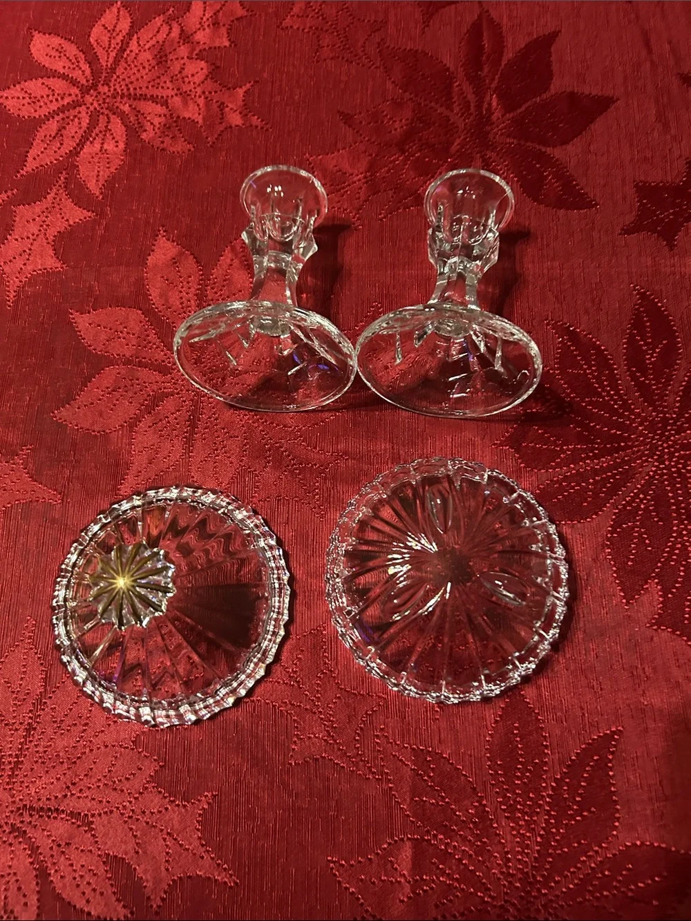 Ivory Taper Candles with Clear Glass Holders - Set of 2 and Clear Glass Candy